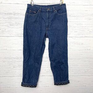 L.L. Bean Women's Flannel Lined Jeans Double L Relaxed Fit Straight Leg 14R